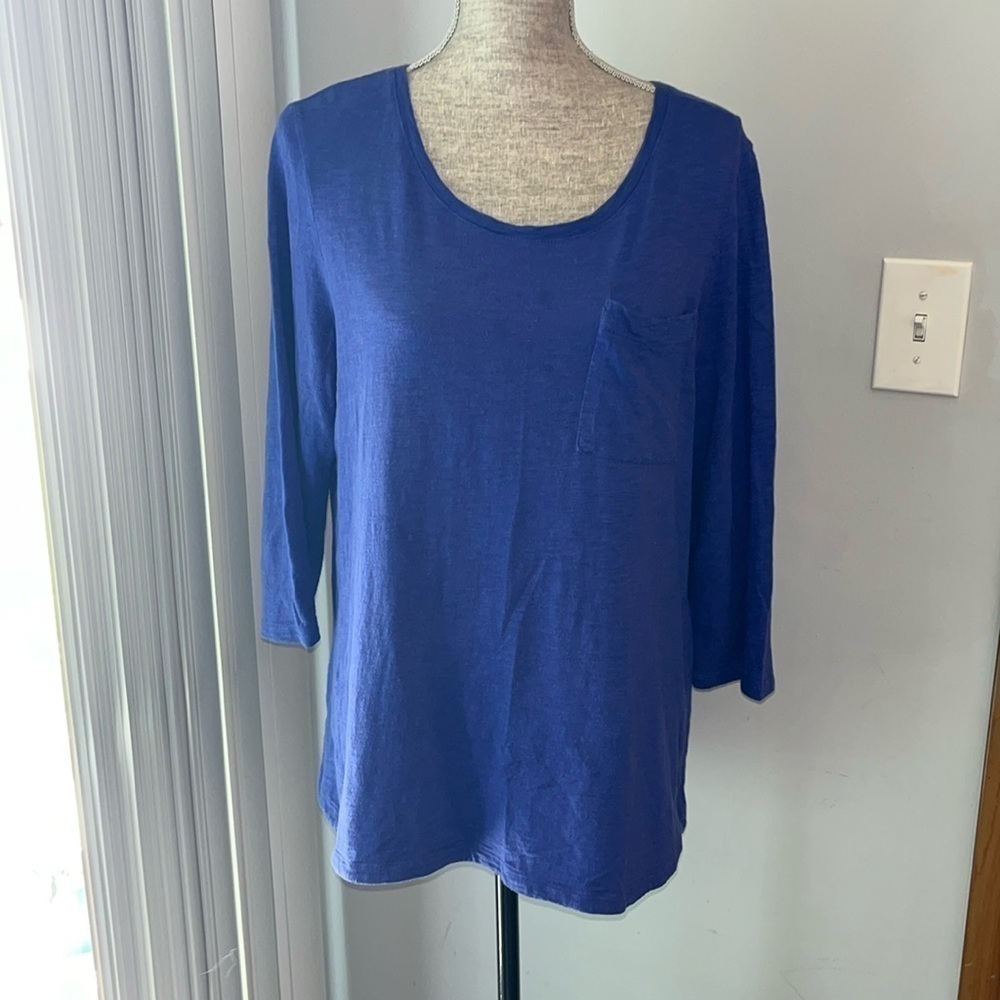 Chico's Ultimate Tee Purple Long Sleeve Scoop Neck Cotton Top Women's Size Large